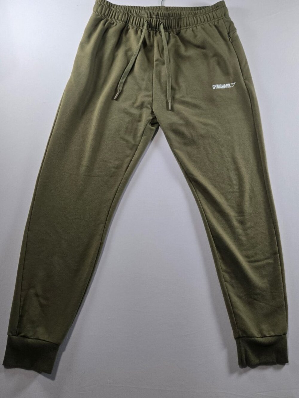 Gymshark womans Joggers Size L Olive Green Tapered Sweatpants Zip Pockets Gym